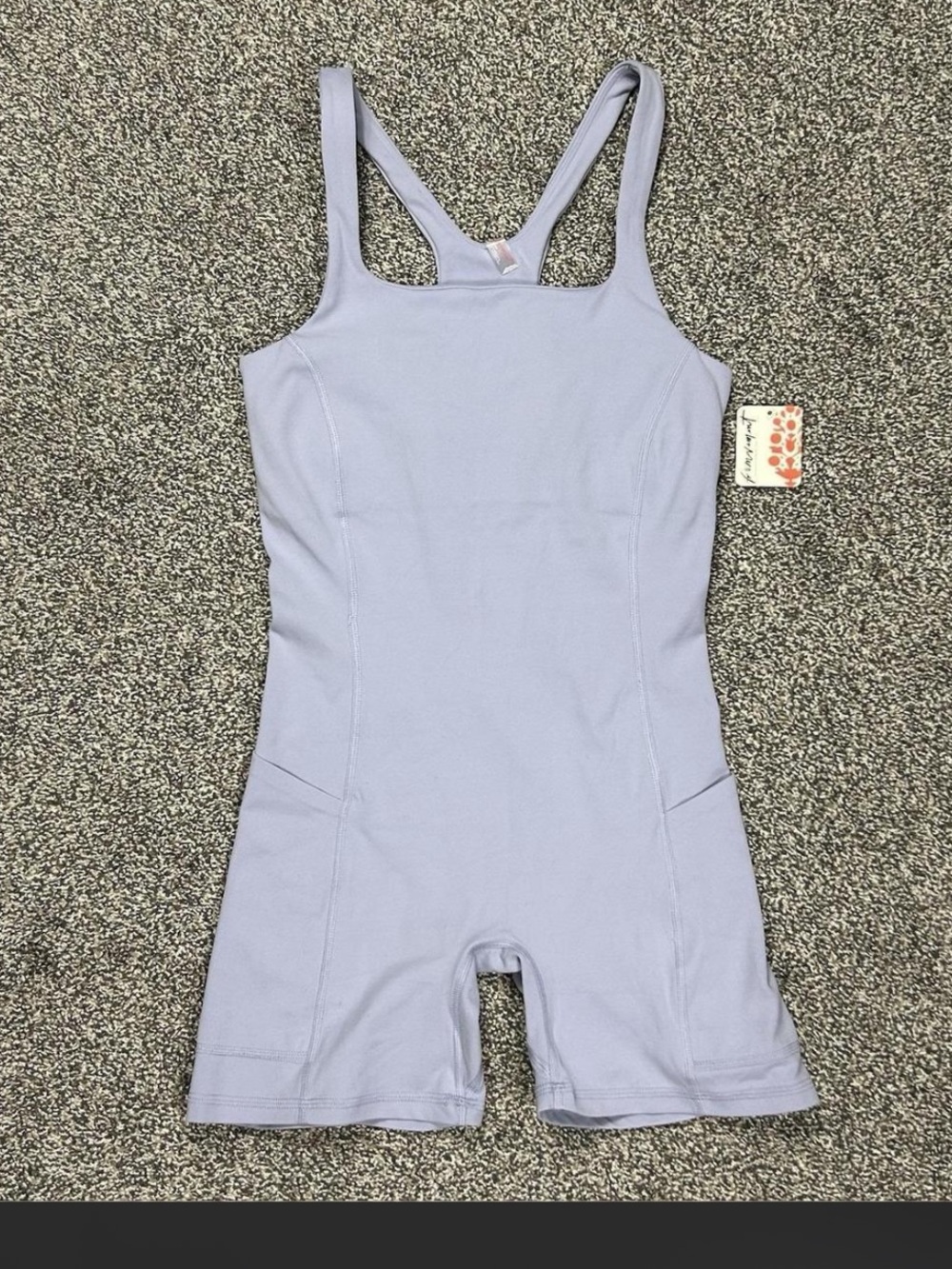 Free People Never Better Runsie Romper in Platinum Womens XS Athleisure NWT